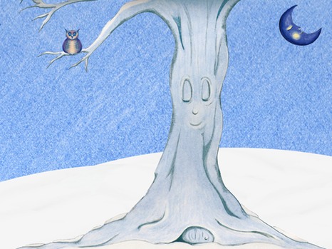 16 - Sleeping tree, owl and crescent moon ipad